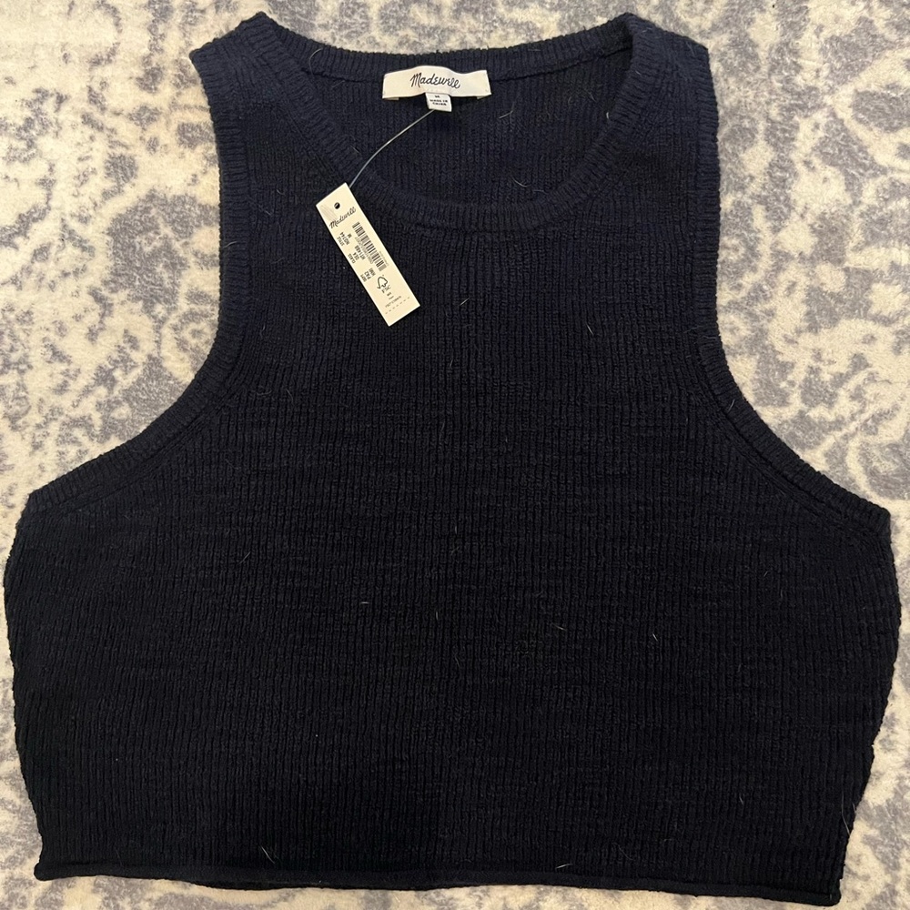 Madewell Navy Blue Sweater Crop Top